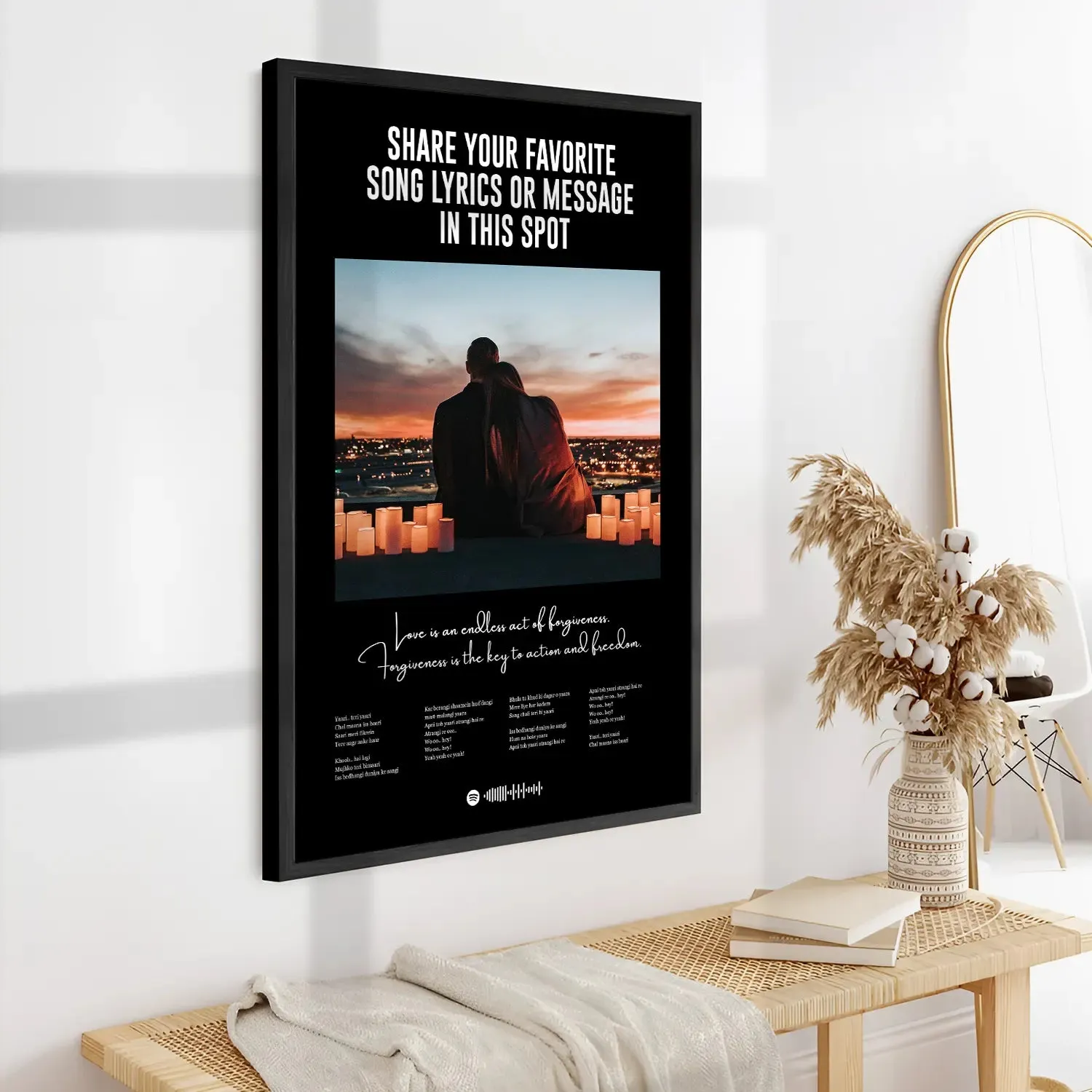 Lyrics Art Spotify Picture Frame - Black BG