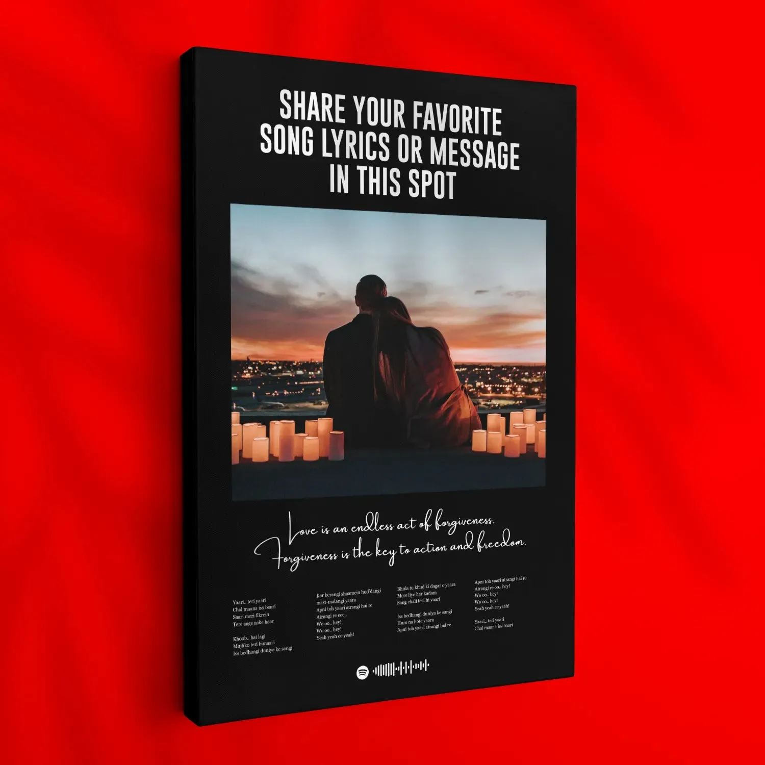 Lyrics Art Spotify Picture Frame - Black BG