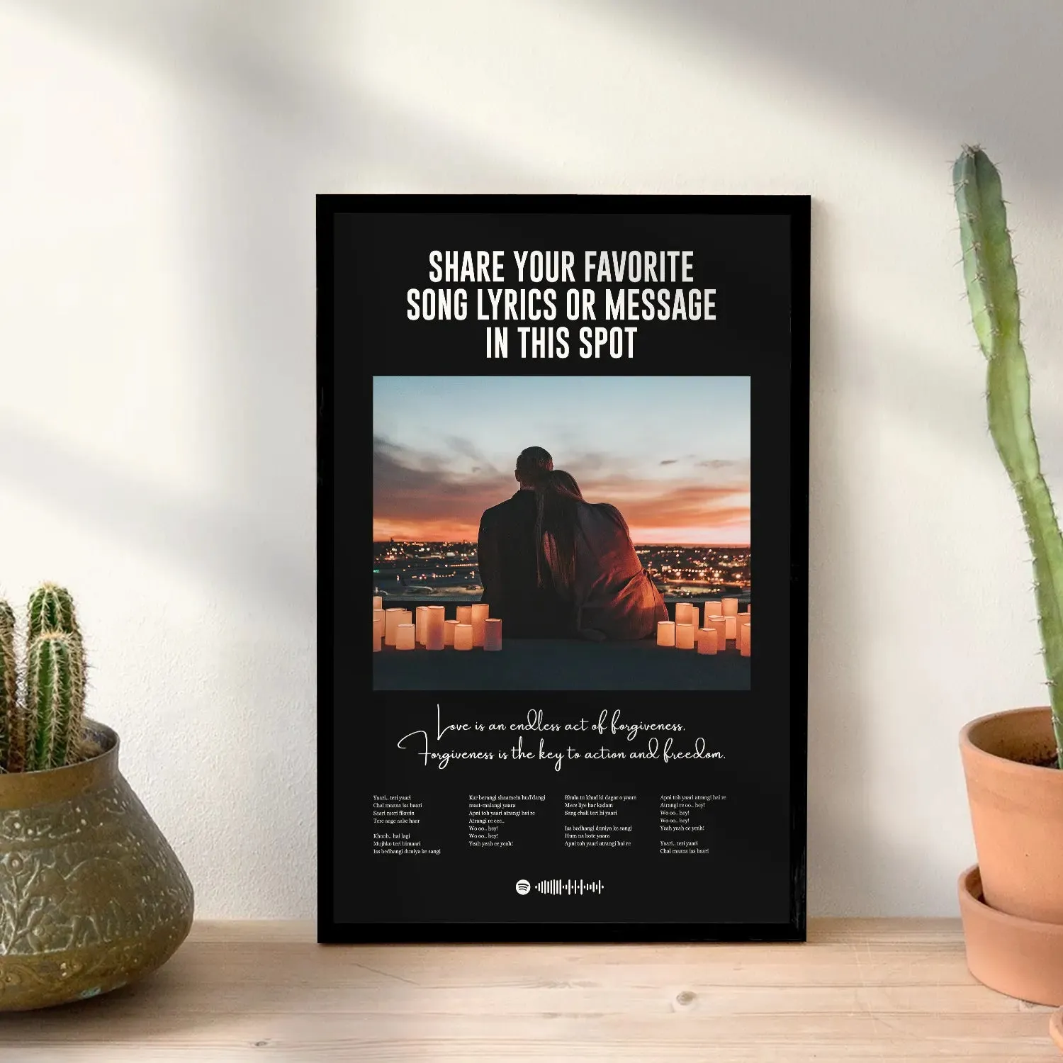 Lyrics Art Spotify Picture Frame - Black BG