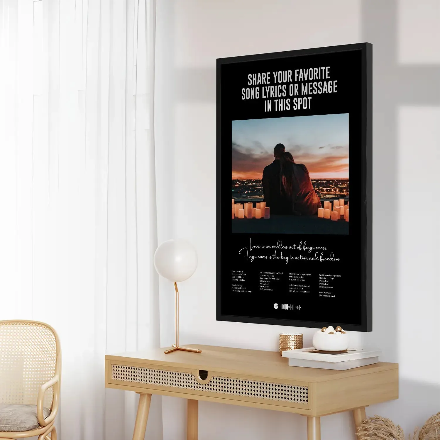 Lyrics Art Spotify Picture Frame - Black BG