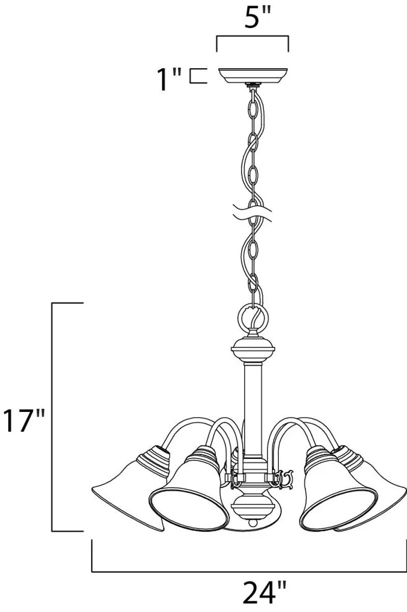 Malaga 24" 5 Light Down Light Chandelier in Satin Nickel with Frosted Glass Finish