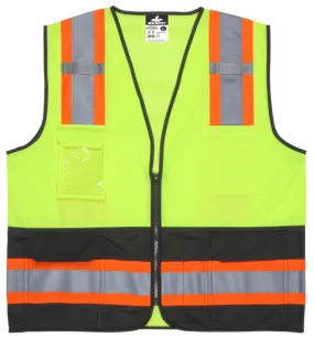 MCR Safety Lime,Class2,Black Bttm,Zip,Mesh L