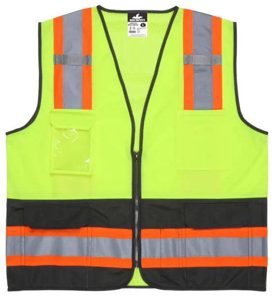 MCR Safety Lime,Class2,Black Bttm,Zip,Mesh L