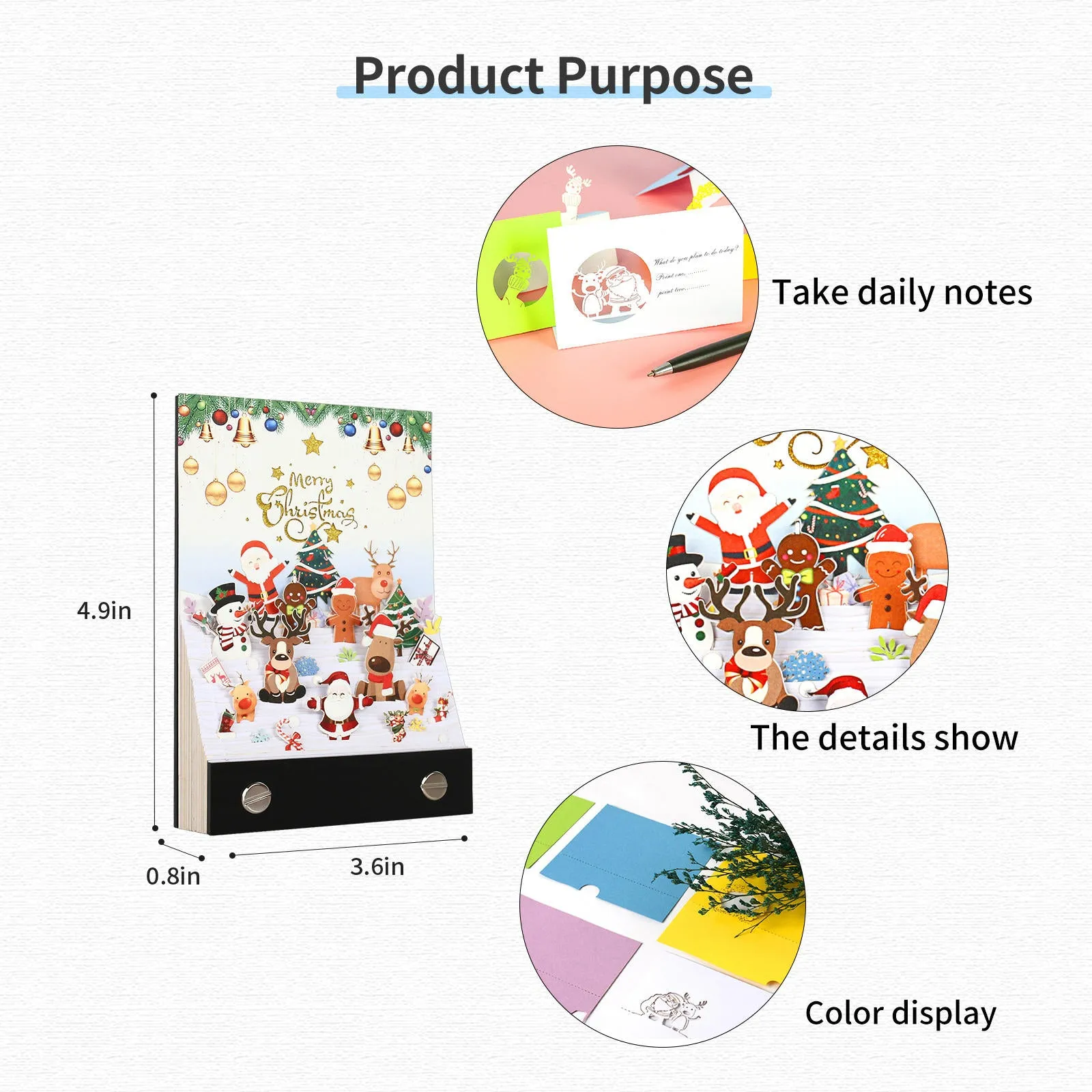Merry Christmas 3D Note Pad - Desk Decor Creative Memo Pad - Holiday Gifts Christmas Gifts Omoshiroi Block