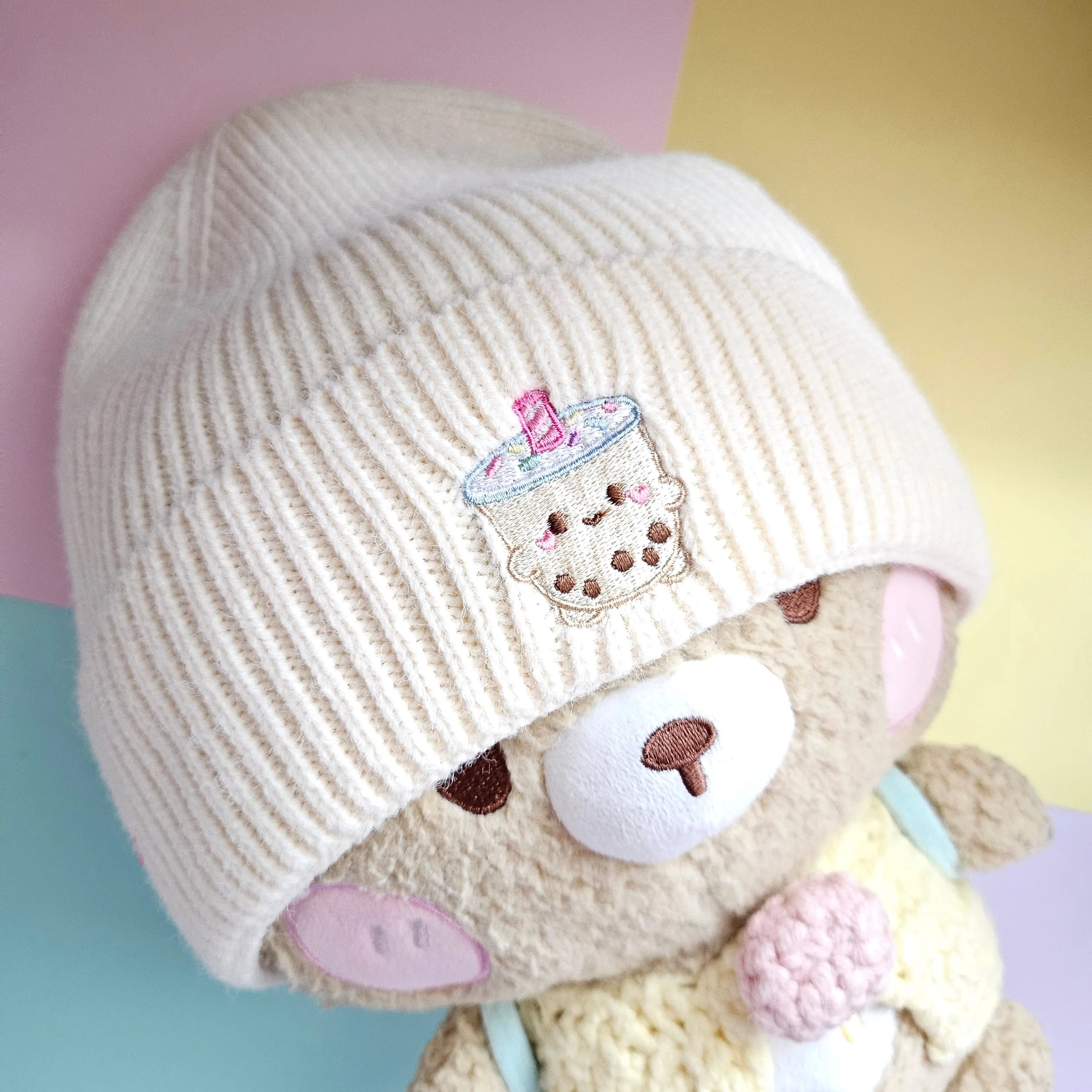 Milk Tea/Boba White Beanie
