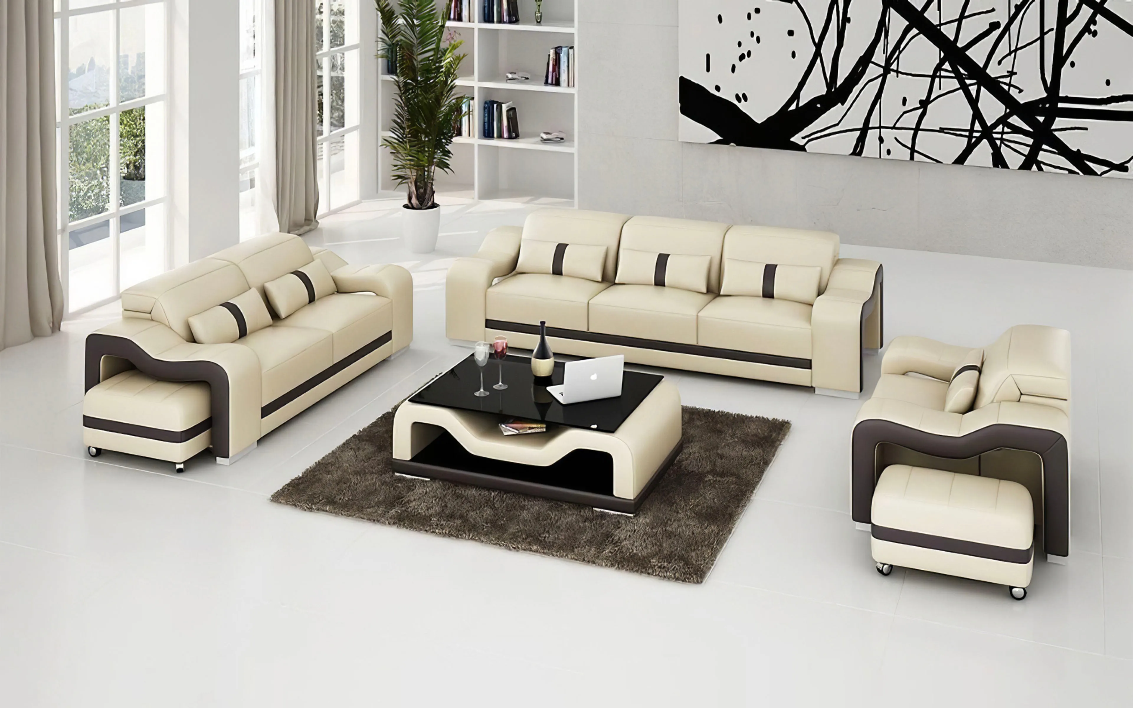 Modia Leather Sofa Set
