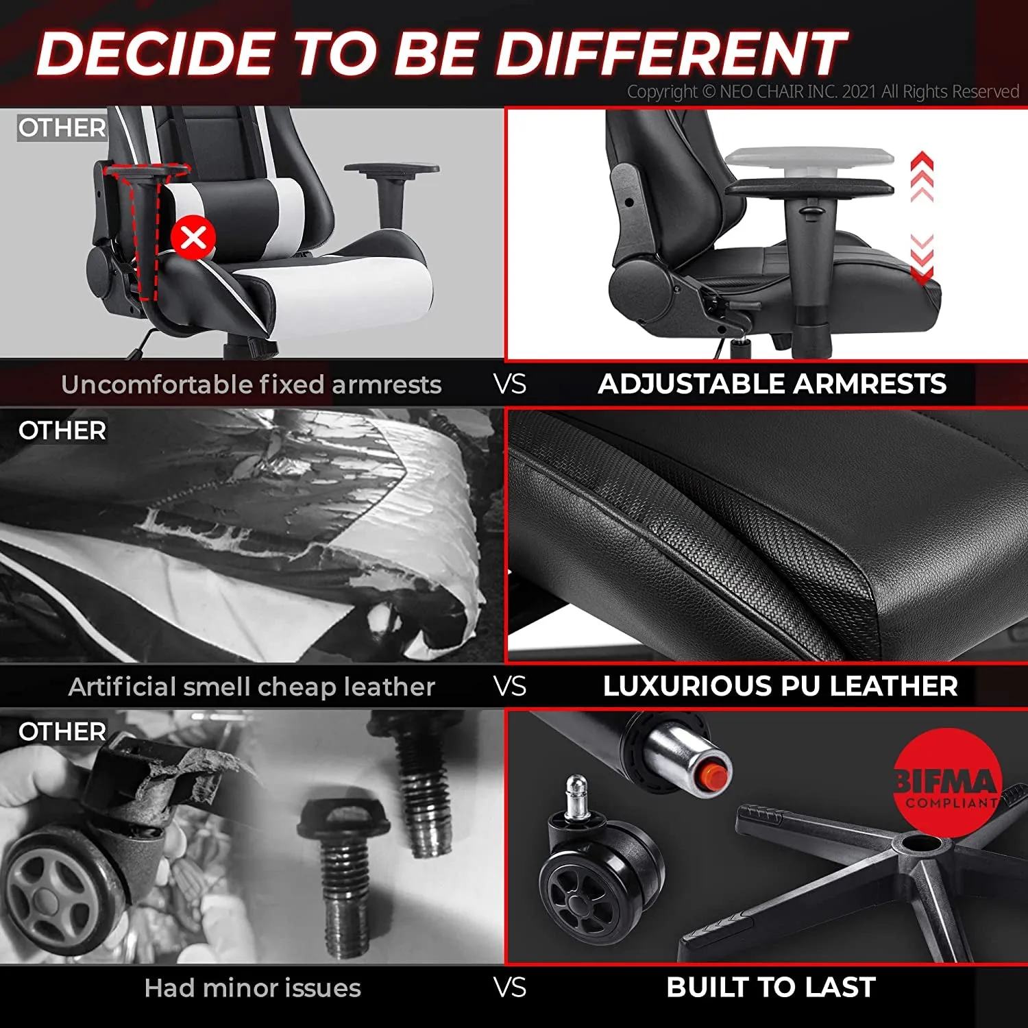 N-GEN Gaming Chair Computer Ergonomic Office Adjustable Lumbar Support Racing Style High Back Desk Swivel Executive Video Game PC Leather Height Reclining with Footrest (2. Black)