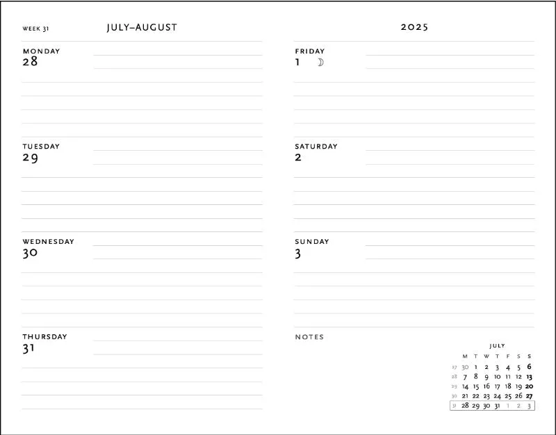 Natsu Mini Horizontal 12-month Softcover Flexi Week Planner 2025