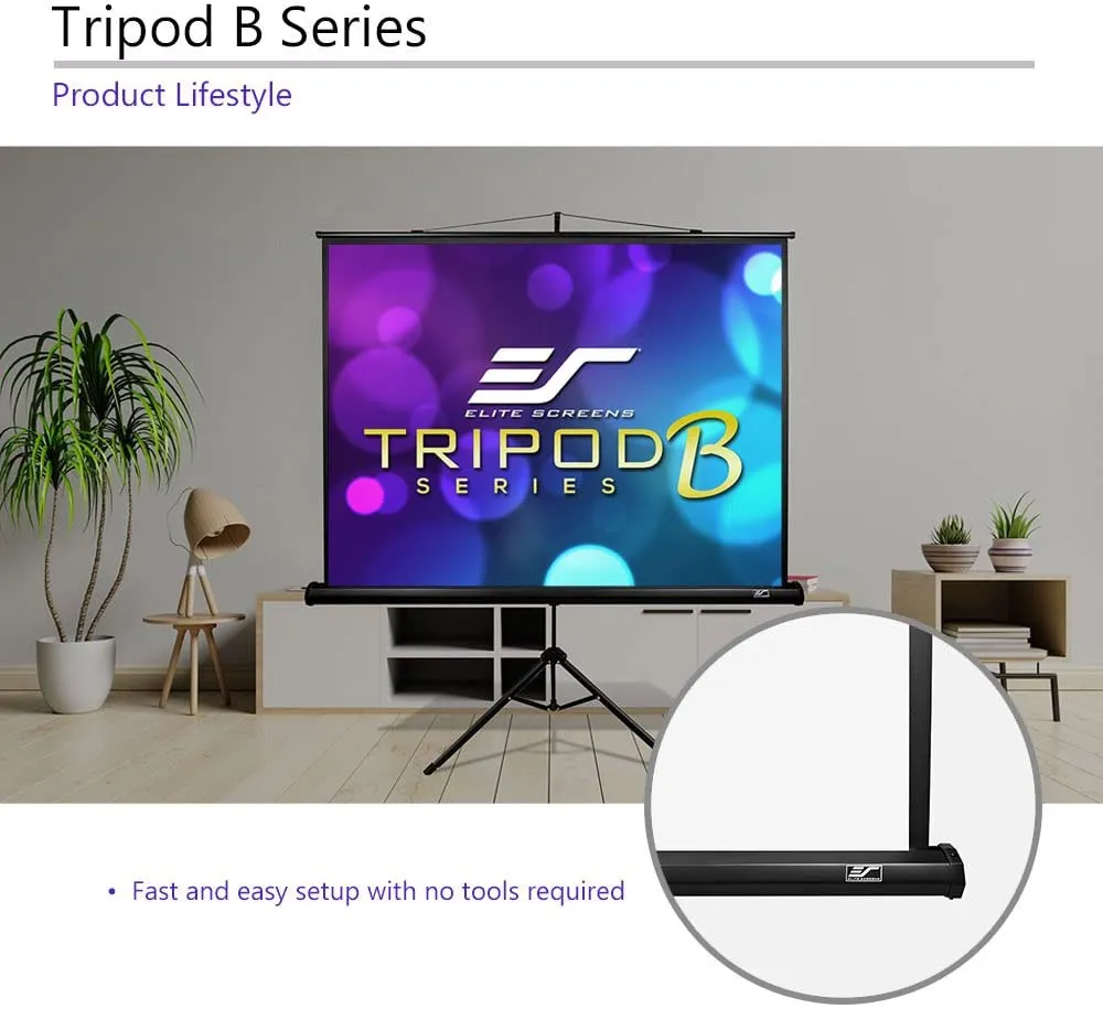 New in box! Elite Screens Tripod B Series, 60" Viewing, 85-Inch Horizontal  1:1, Lightweight Portable Pull Up Projector Projection Screen, T85SB! Retails $138 