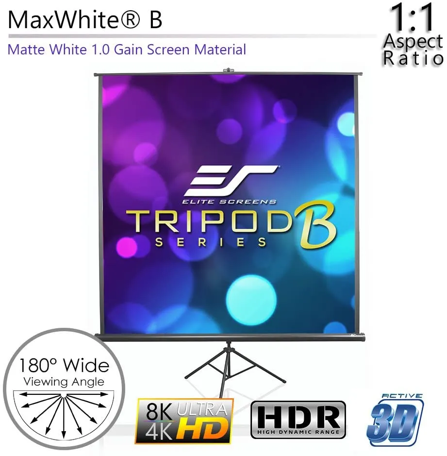 New in box! Elite Screens Tripod B Series, 60" Viewing, 85-Inch Horizontal  1:1, Lightweight Portable Pull Up Projector Projection Screen, T85SB! Retails $138 