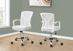 Office Chair - White / Chrome Base On Castors