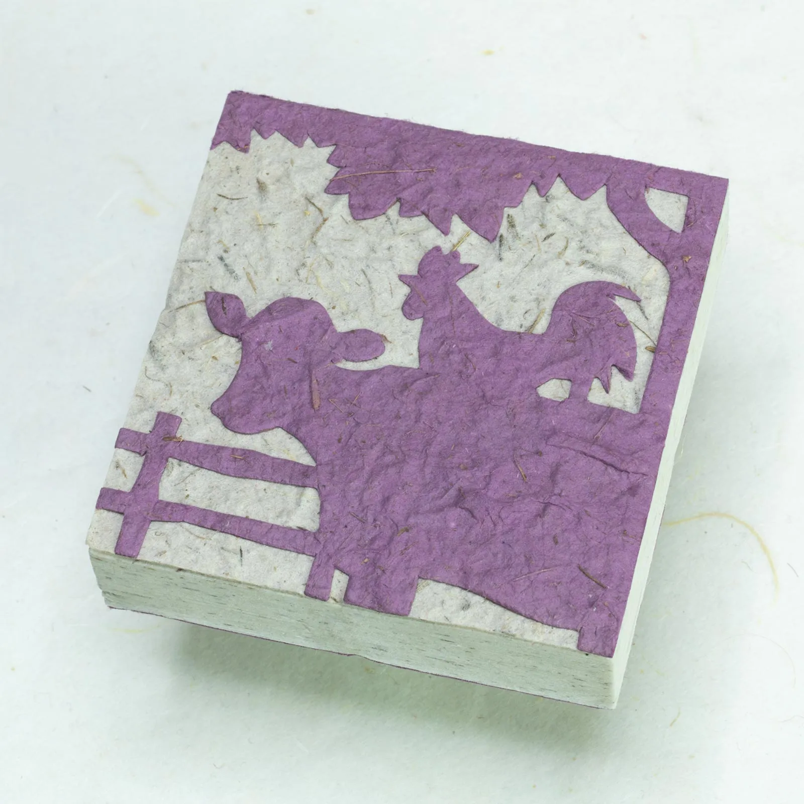 On The Farm - Cow & Rooster - Purple - Twine Eco-friendly Journal and Scratch Pad Set