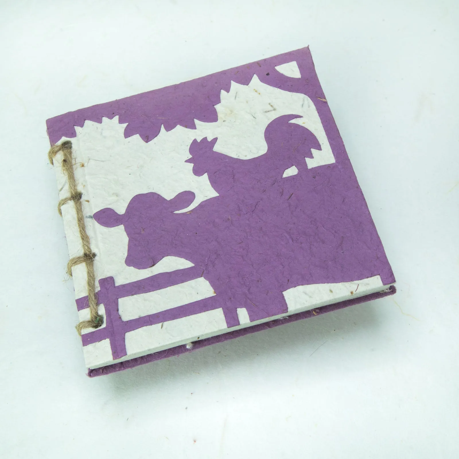 On The Farm - Cow & Rooster - Purple - Twine Eco-friendly Journal and Scratch Pad Set