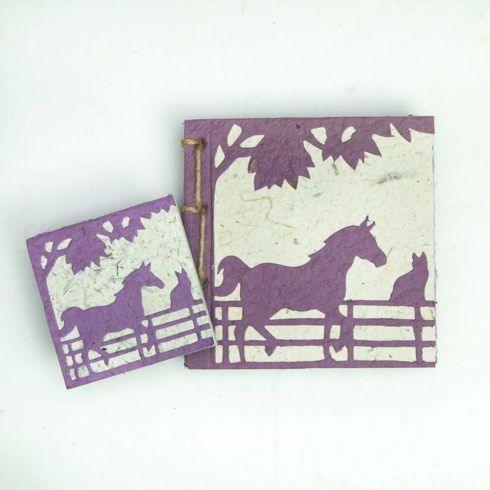 On The Farm - Horse & Cat - Purple - Twine Eco-friendly Journal and Scratch Pad