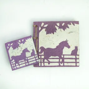 On The Farm - Horse & Cat - Purple - Twine Eco-friendly Journal and Scratch Pad