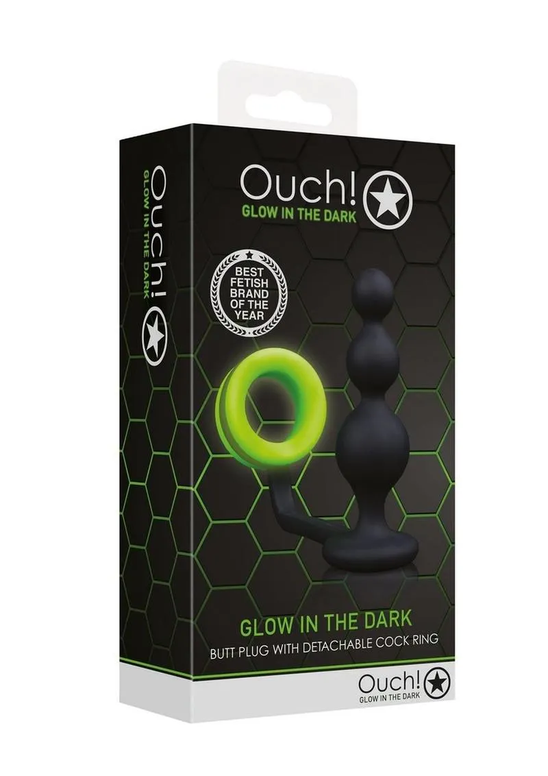 Ouch! Beads Butt Plug with Cock Ring Silicone