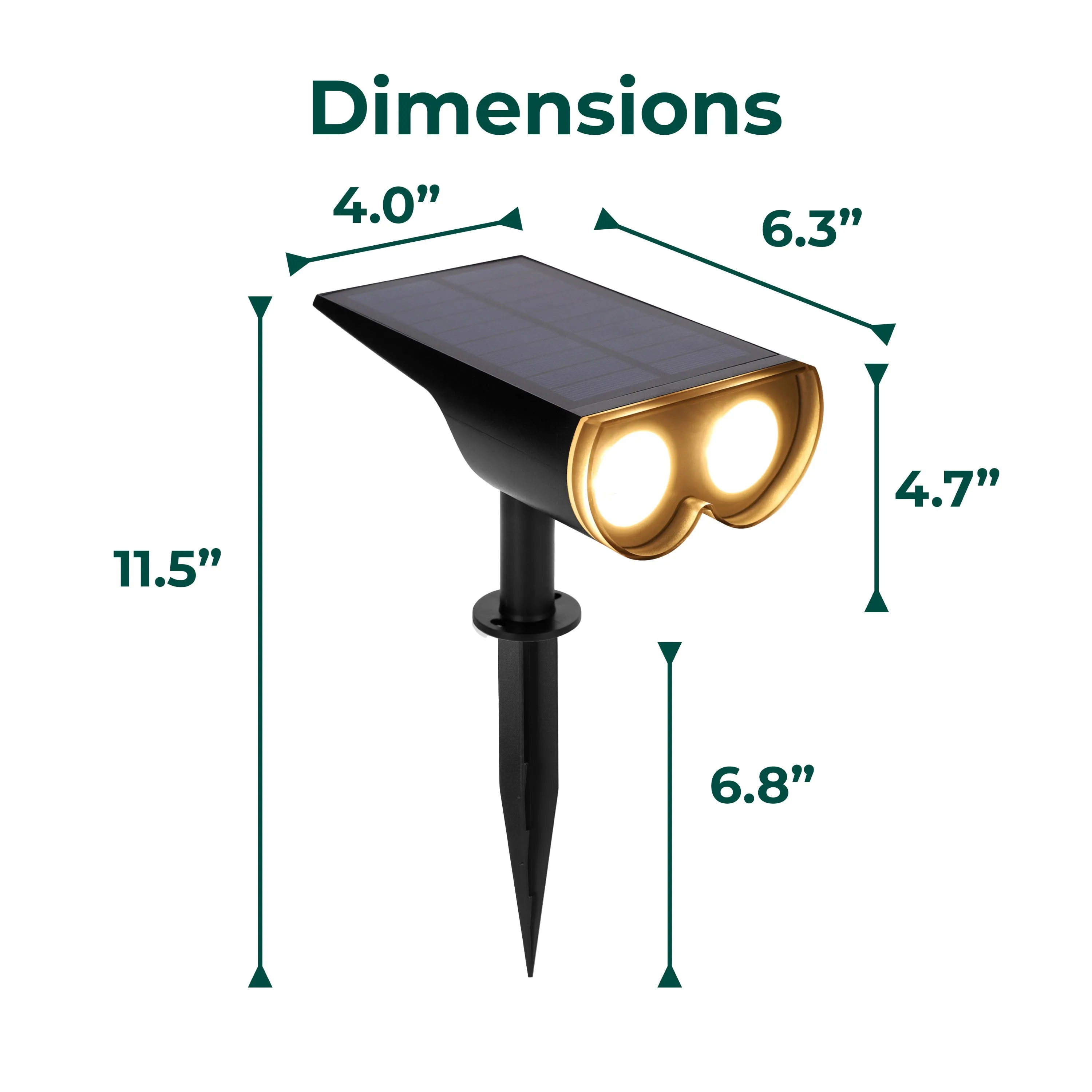 Outdoor Solar Spotlight w/ Wall-Mount & Ground-Stake