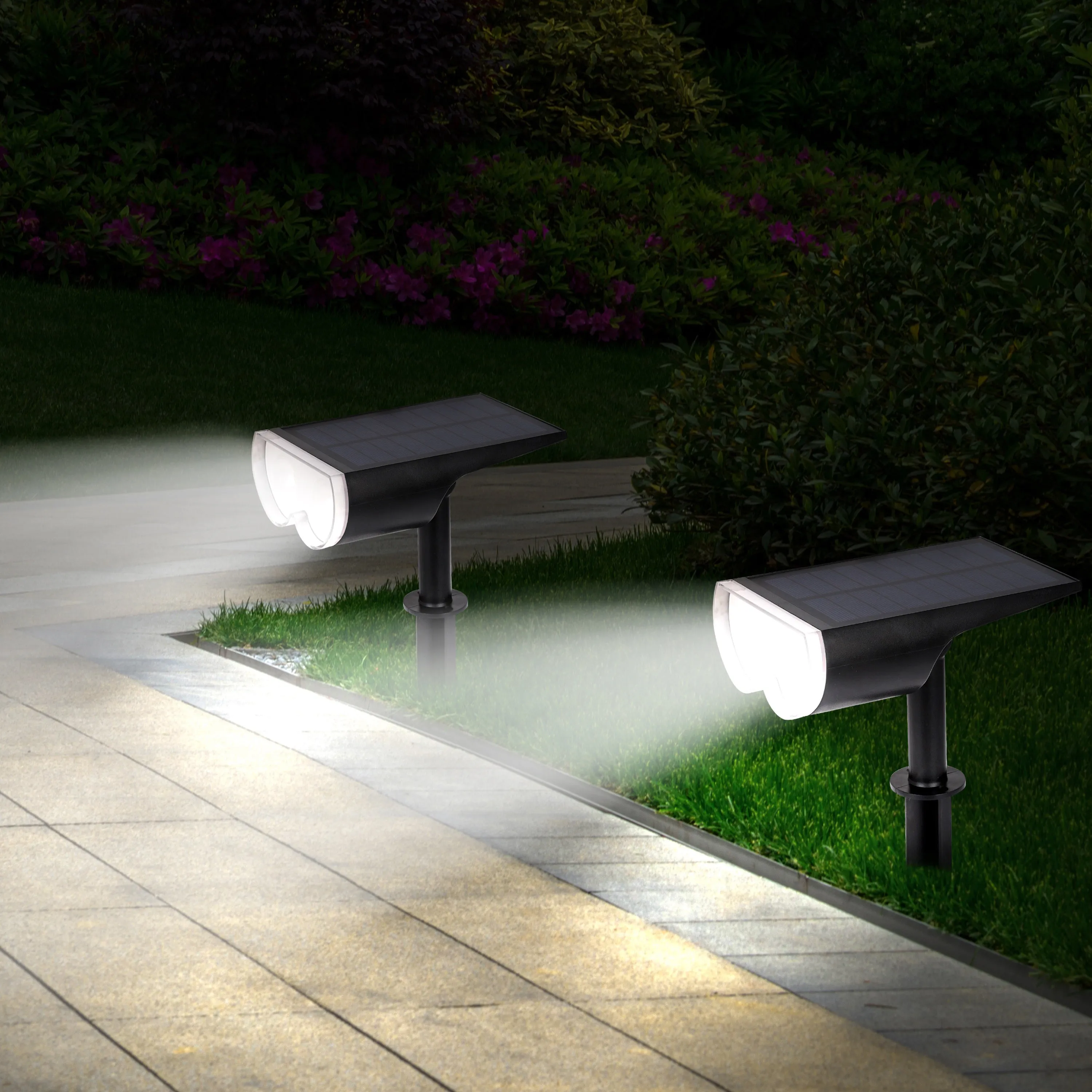 Outdoor Solar Spotlight w/ Wall-Mount & Ground-Stake