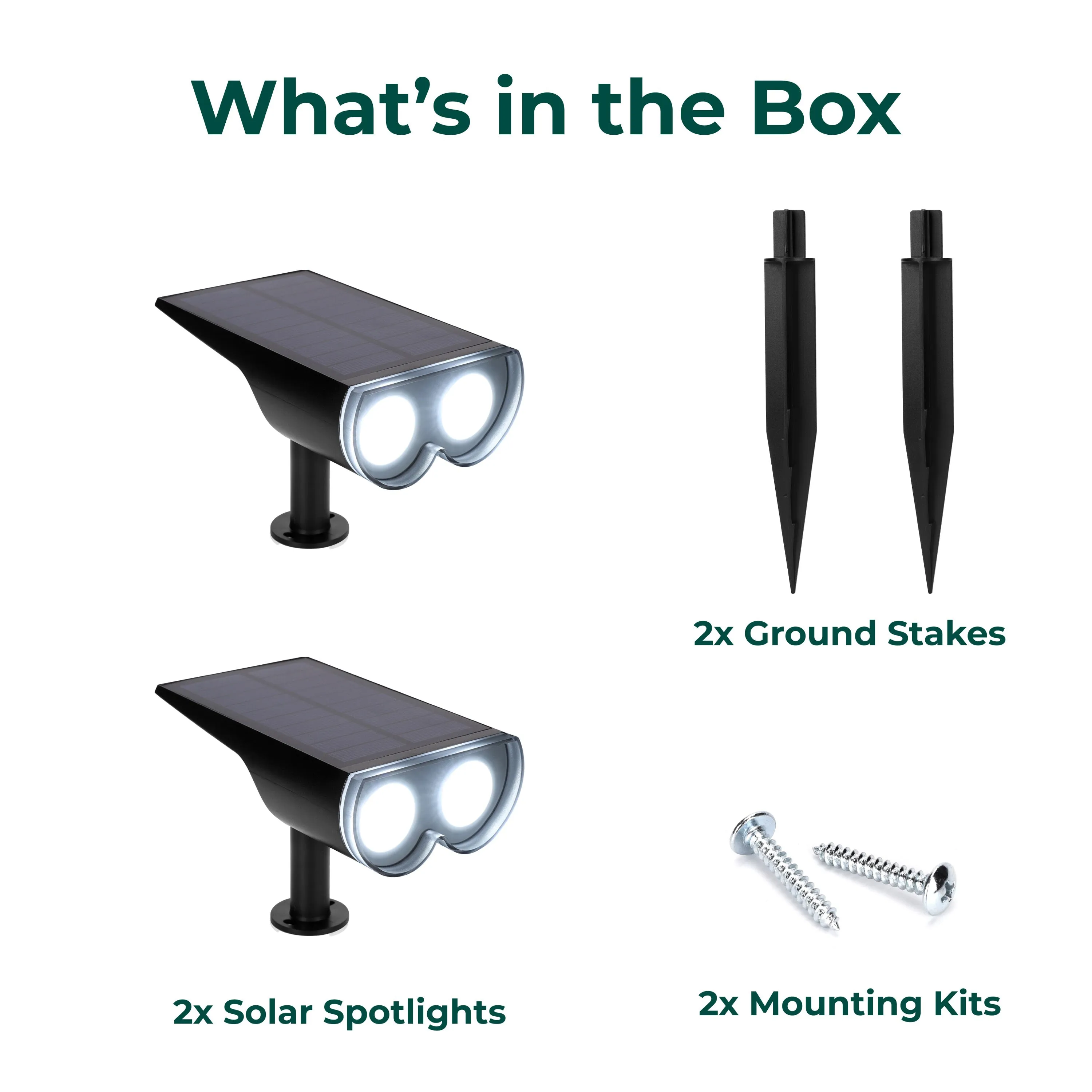 Outdoor Solar Spotlight w/ Wall-Mount & Ground-Stake
