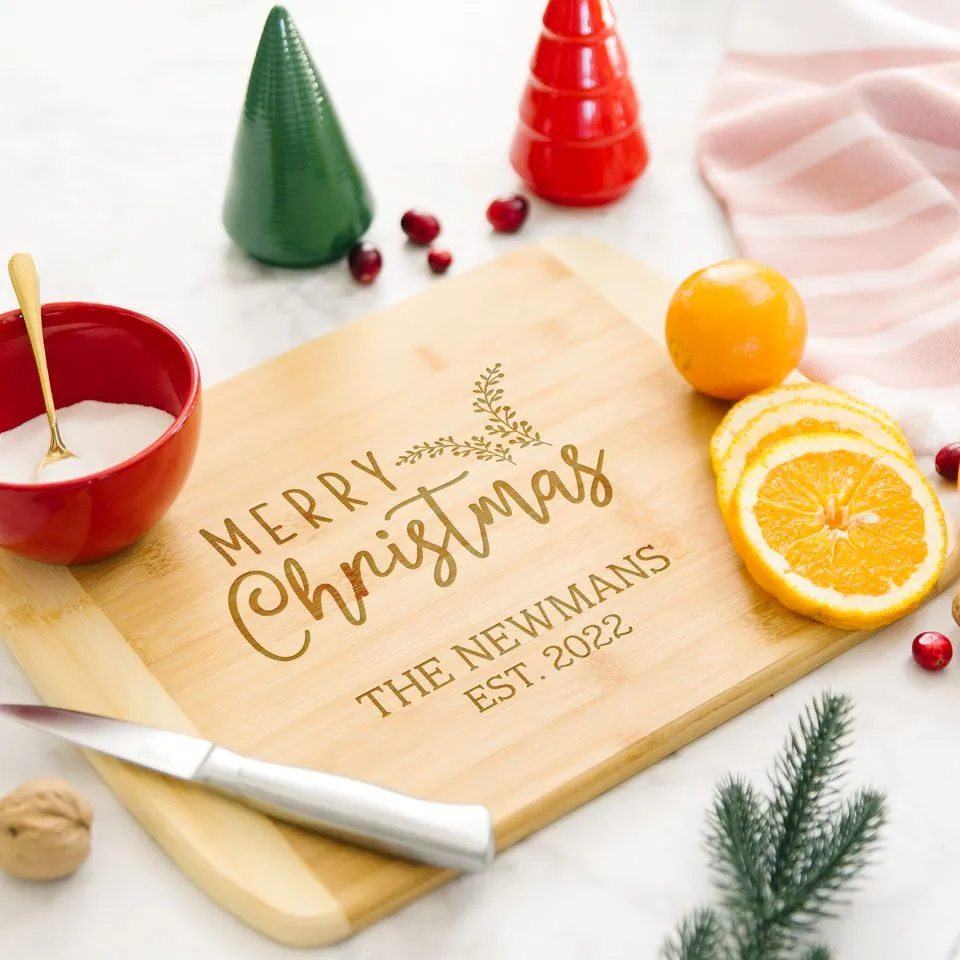 Personalized Holiday Bamboo Cutting Boards - Rounded Edge