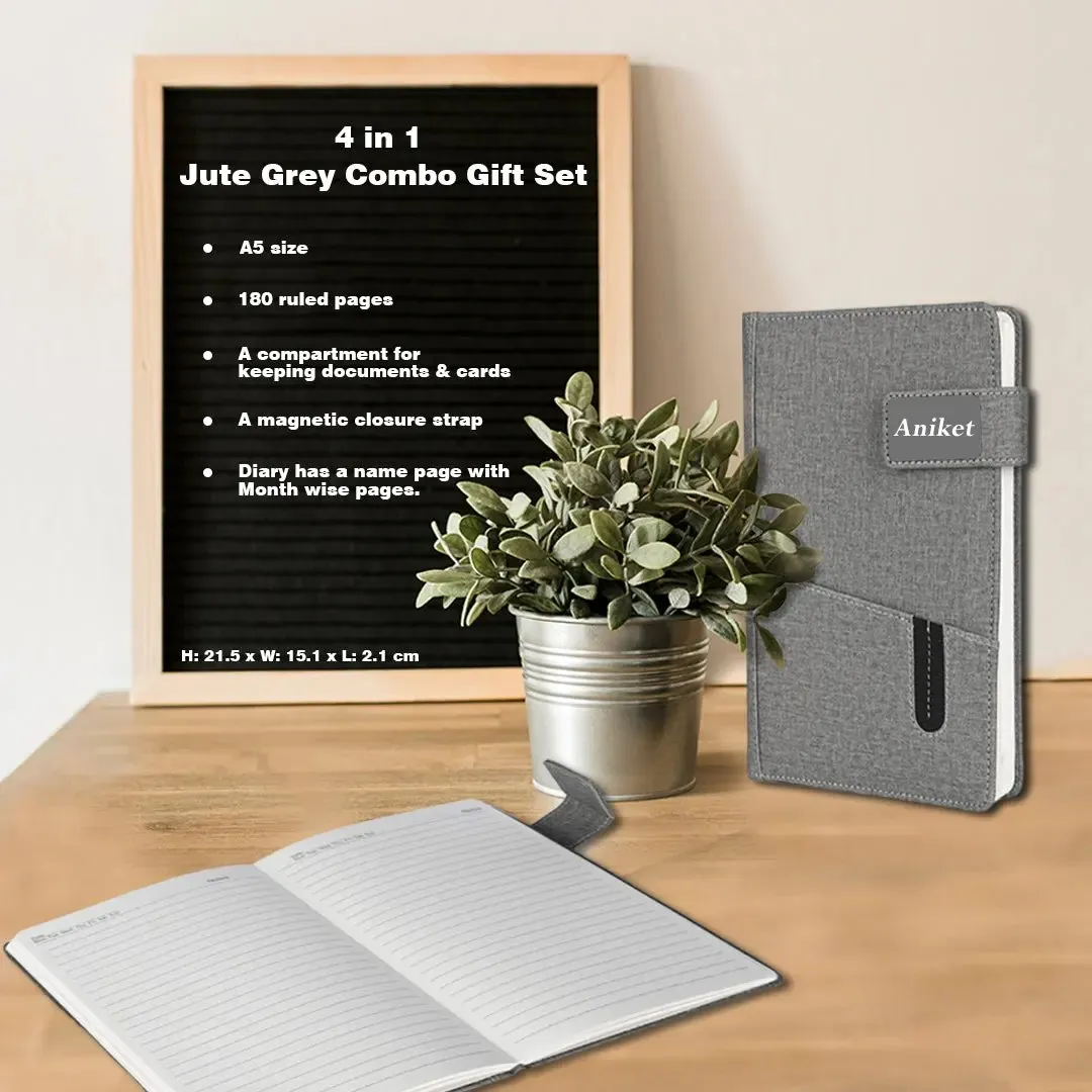 Personalized Jute Notebook Diary and Pen