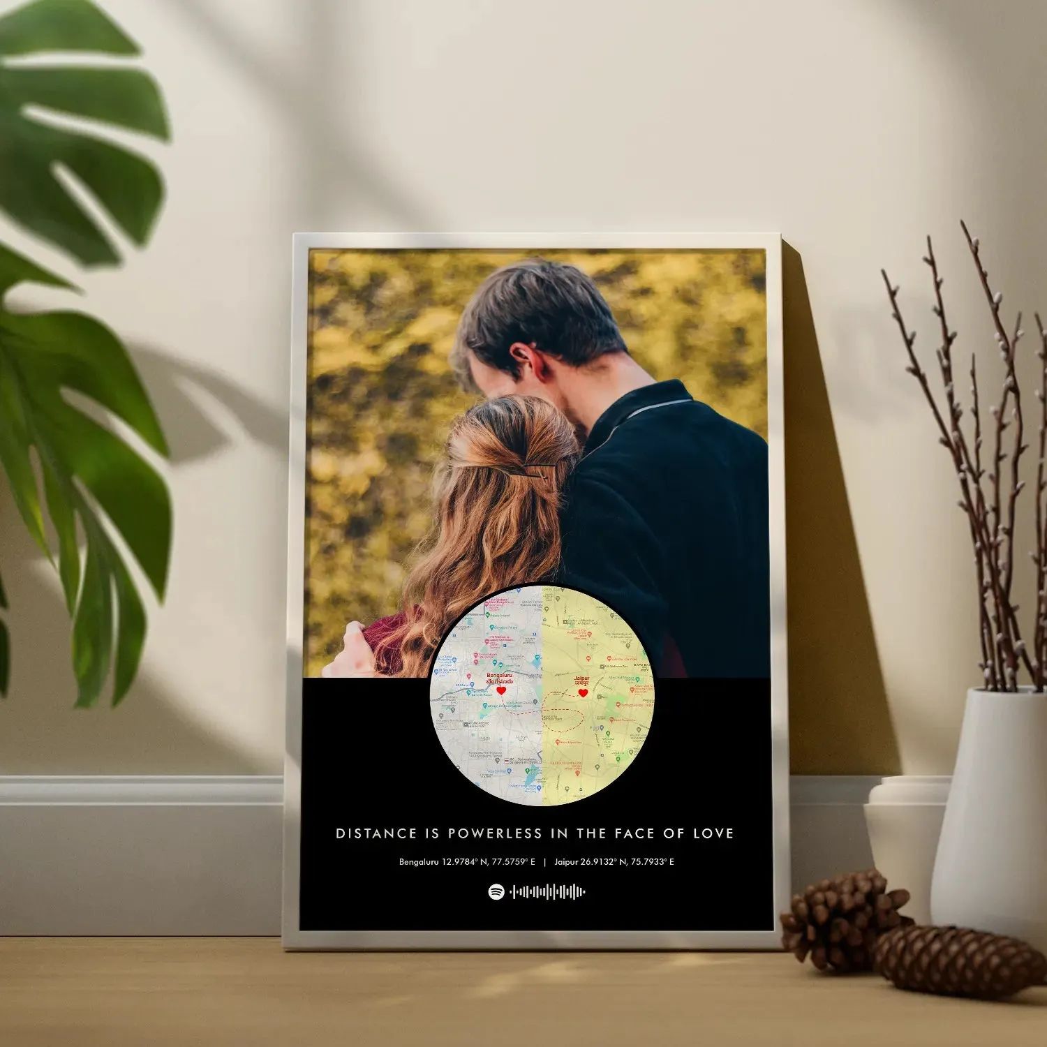 Personalized Long Distance Map Picture Frame