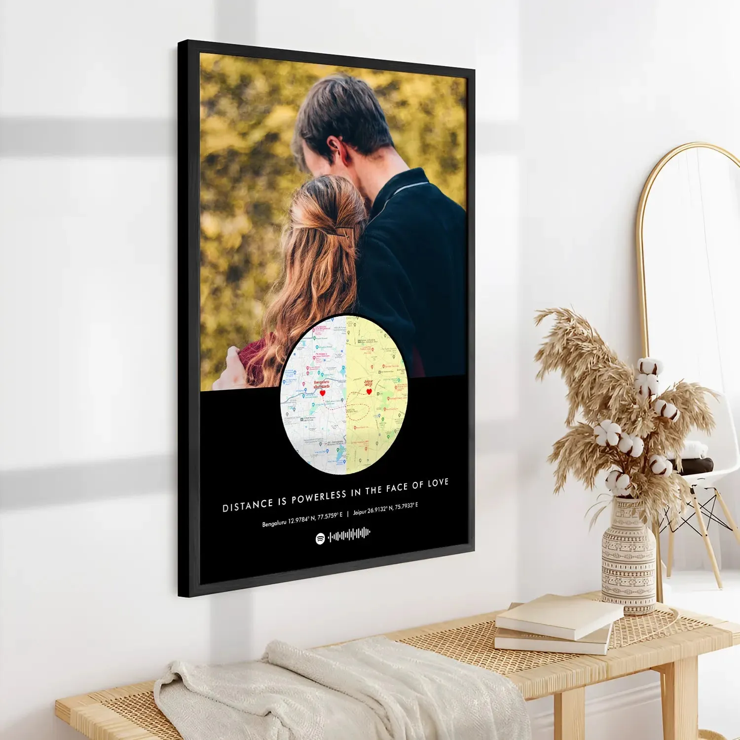 Personalized Long Distance Map Picture Frame