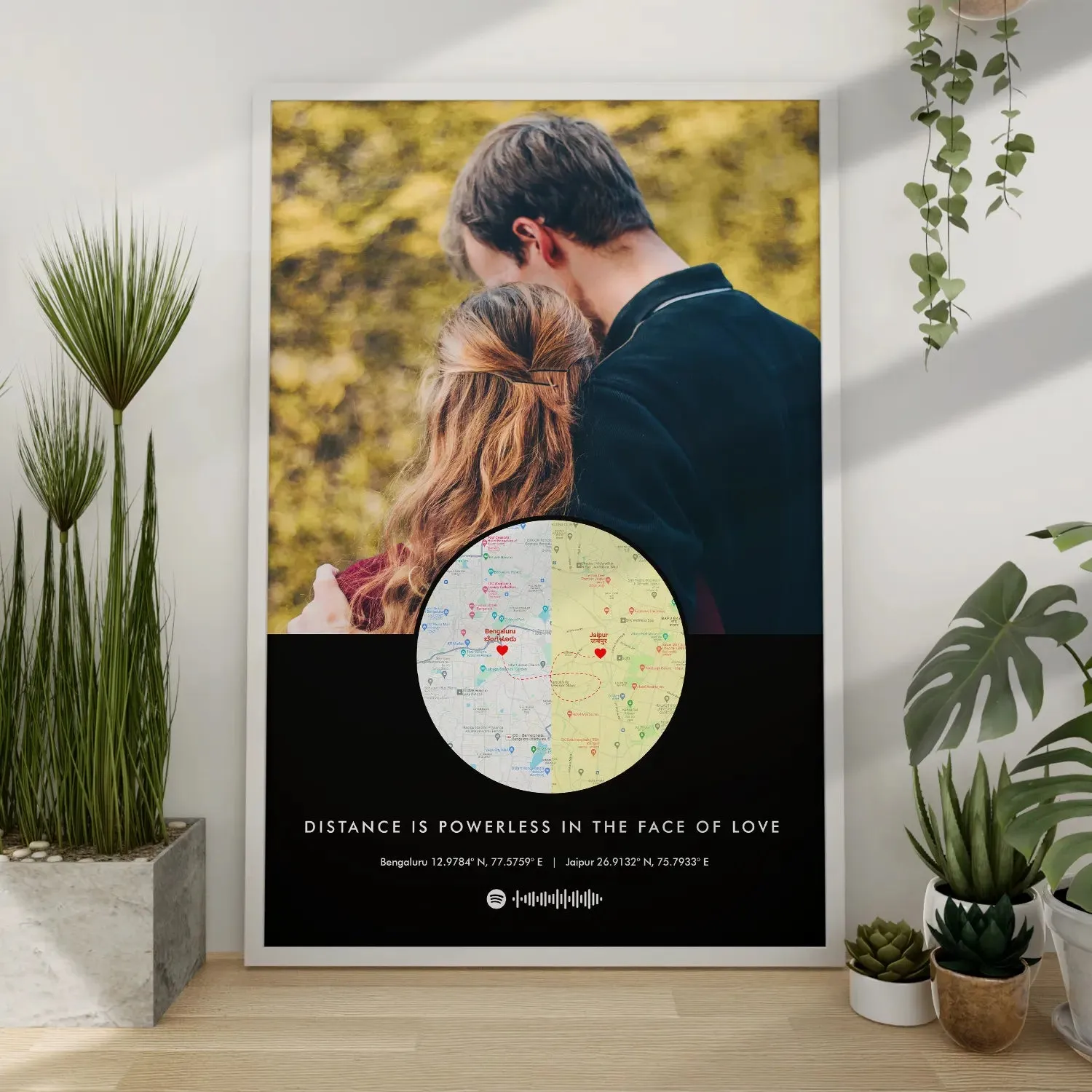 Personalized Long Distance Map Picture Frame