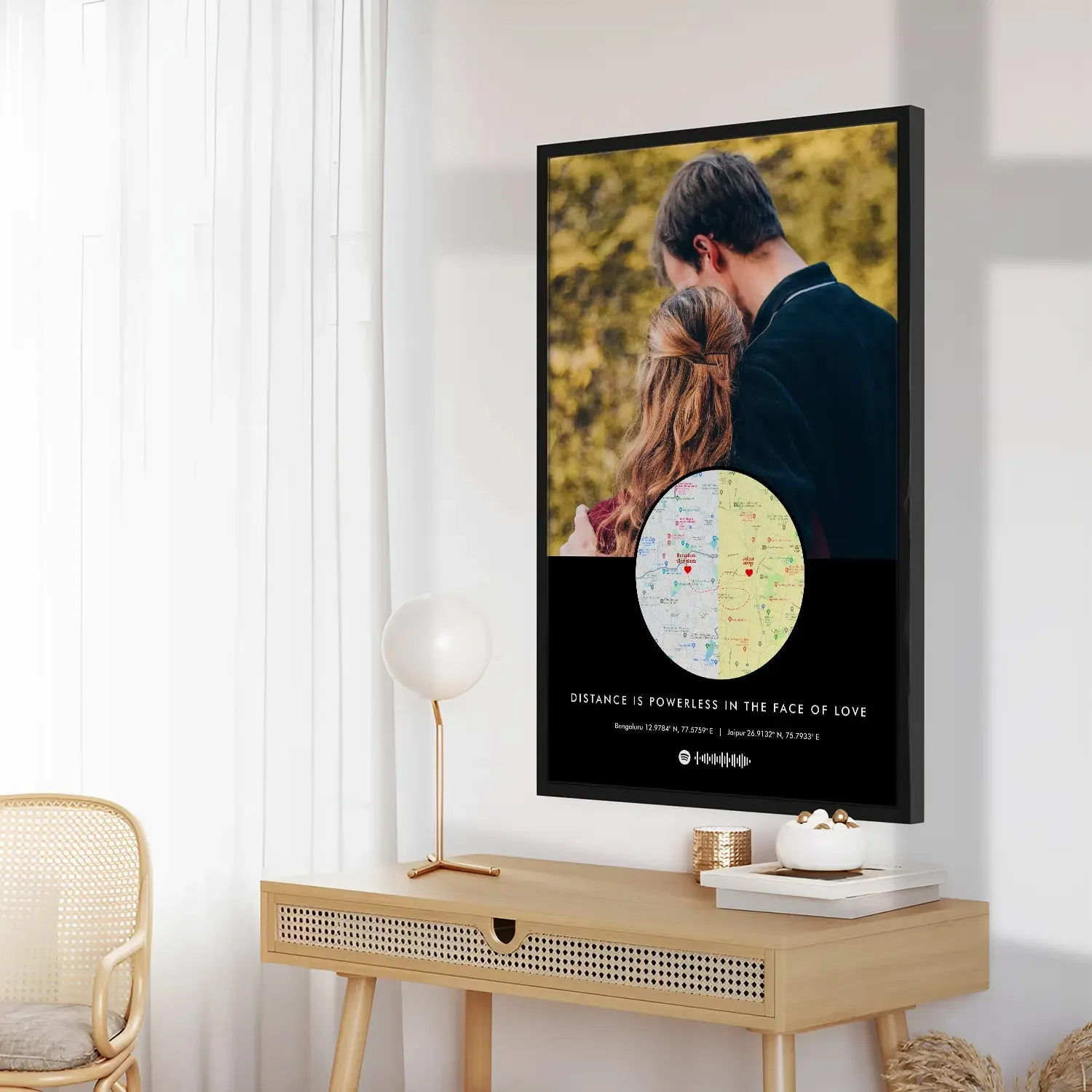 Personalized Long Distance Map Picture Frame