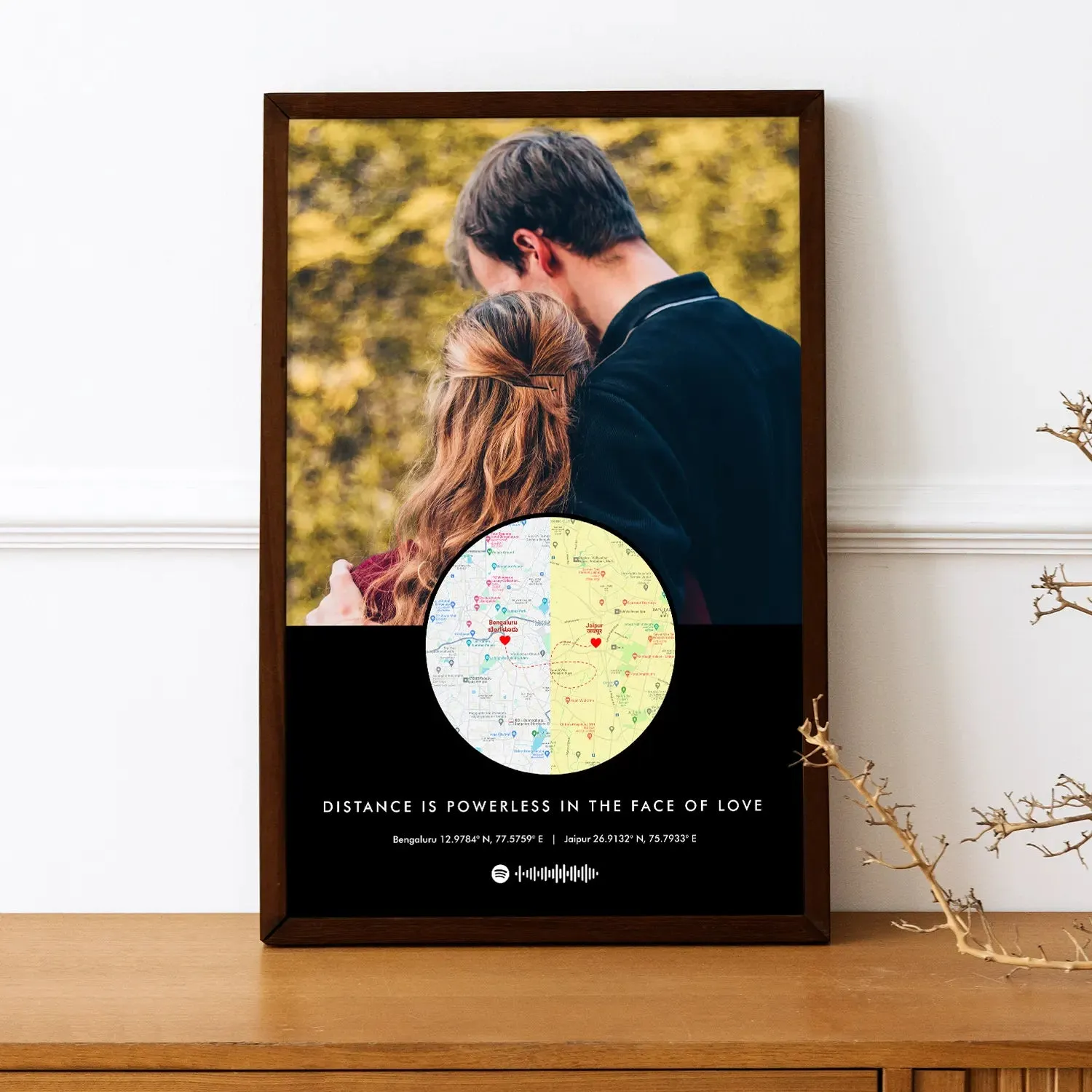 Personalized Long Distance Map Picture Frame