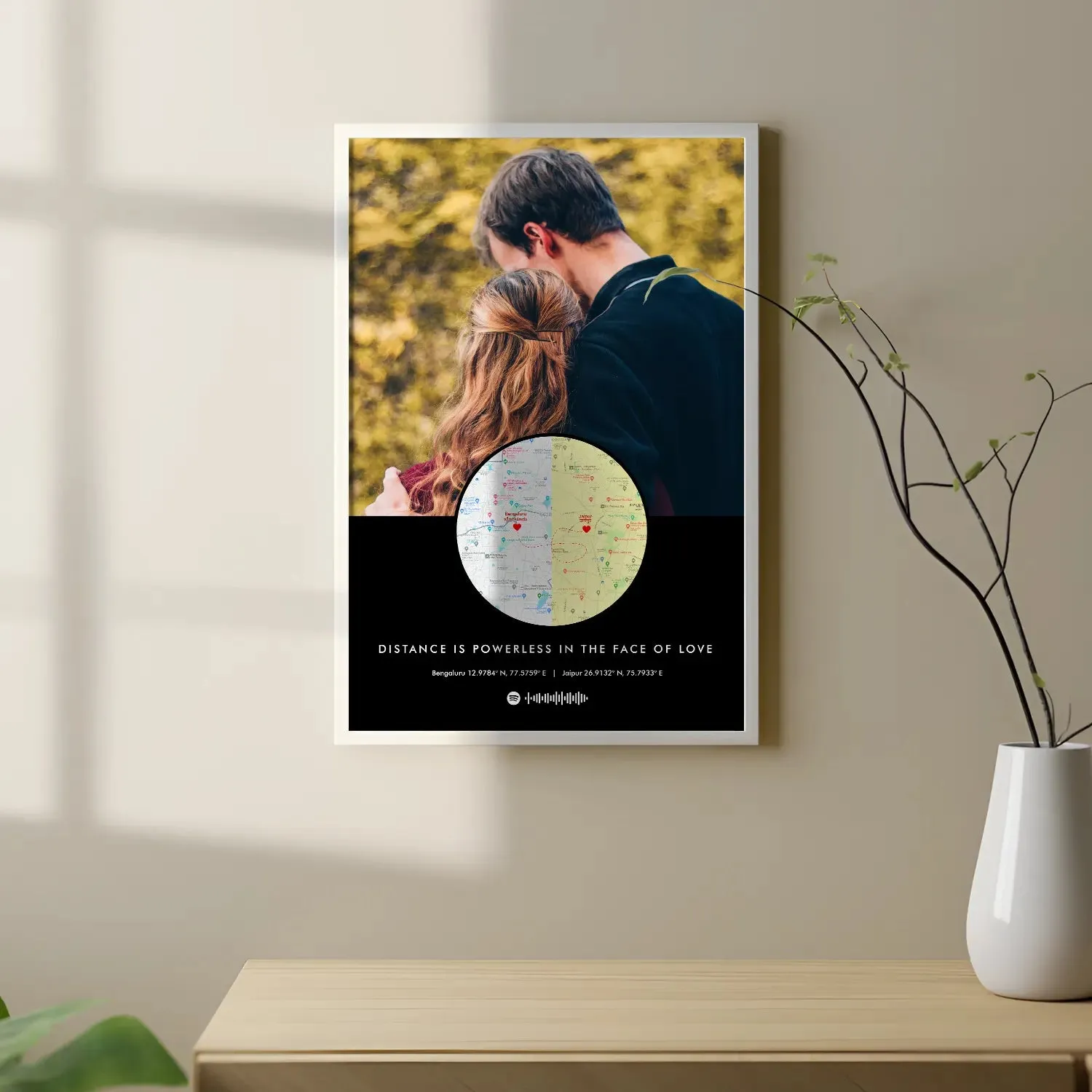 Personalized Long Distance Map Picture Frame