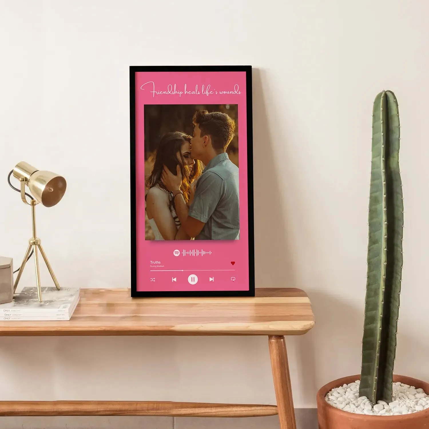 Pink Color Backdrop Spotify Picture Frame