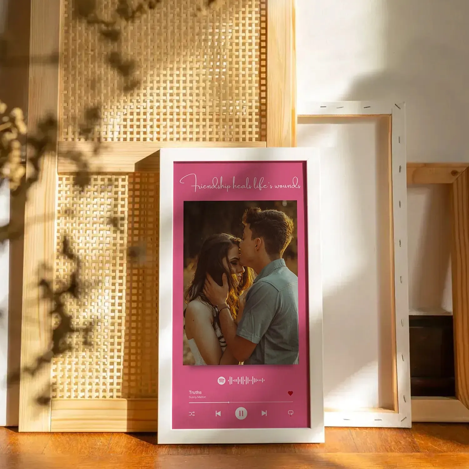 Pink Color Backdrop Spotify Picture Frame