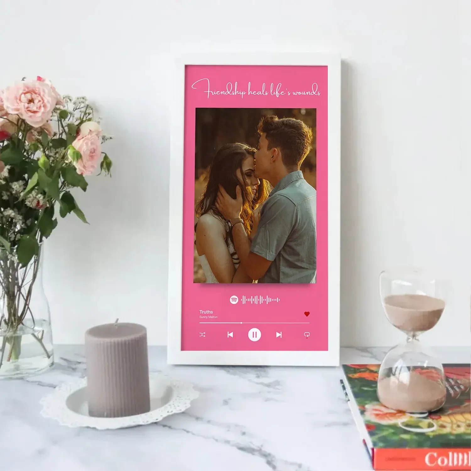 Pink Color Backdrop Spotify Picture Frame