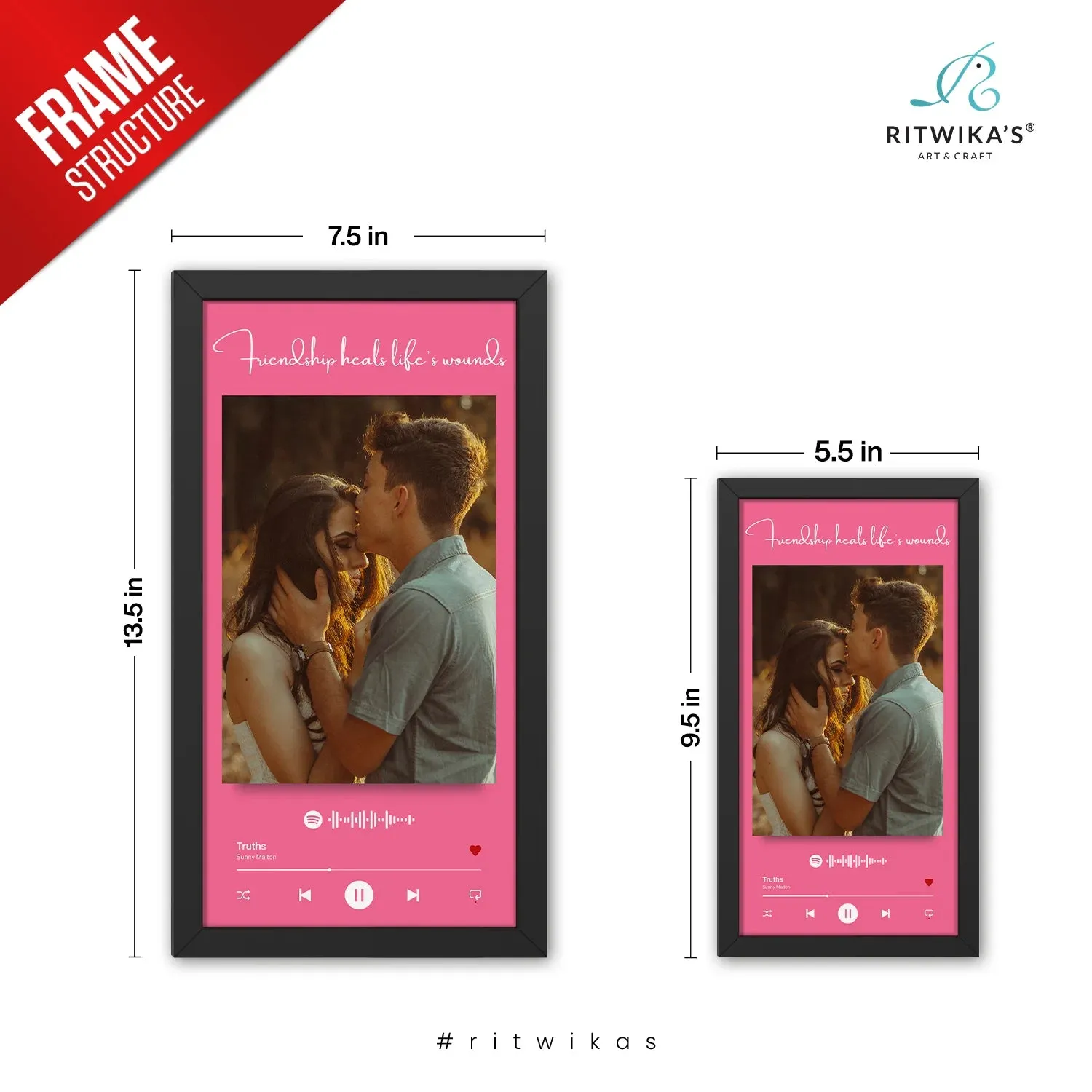 Pink Color Backdrop Spotify Picture Frame