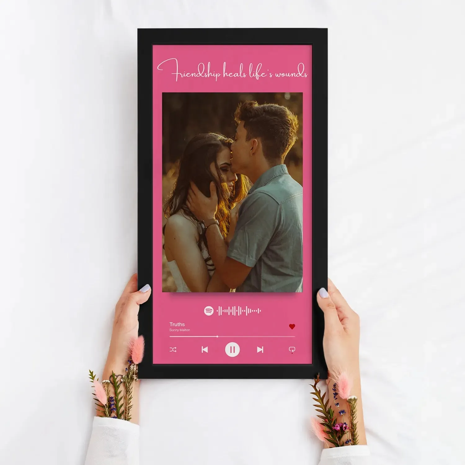 Pink Color Backdrop Spotify Picture Frame