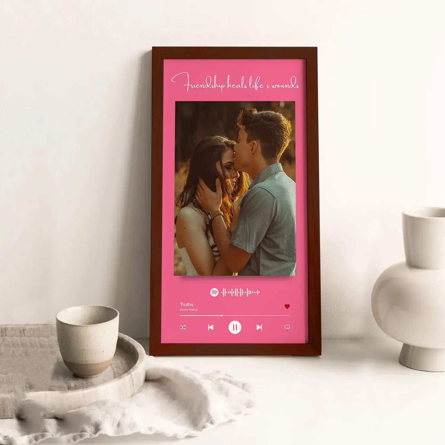 Pink Color Backdrop Spotify Picture Frame