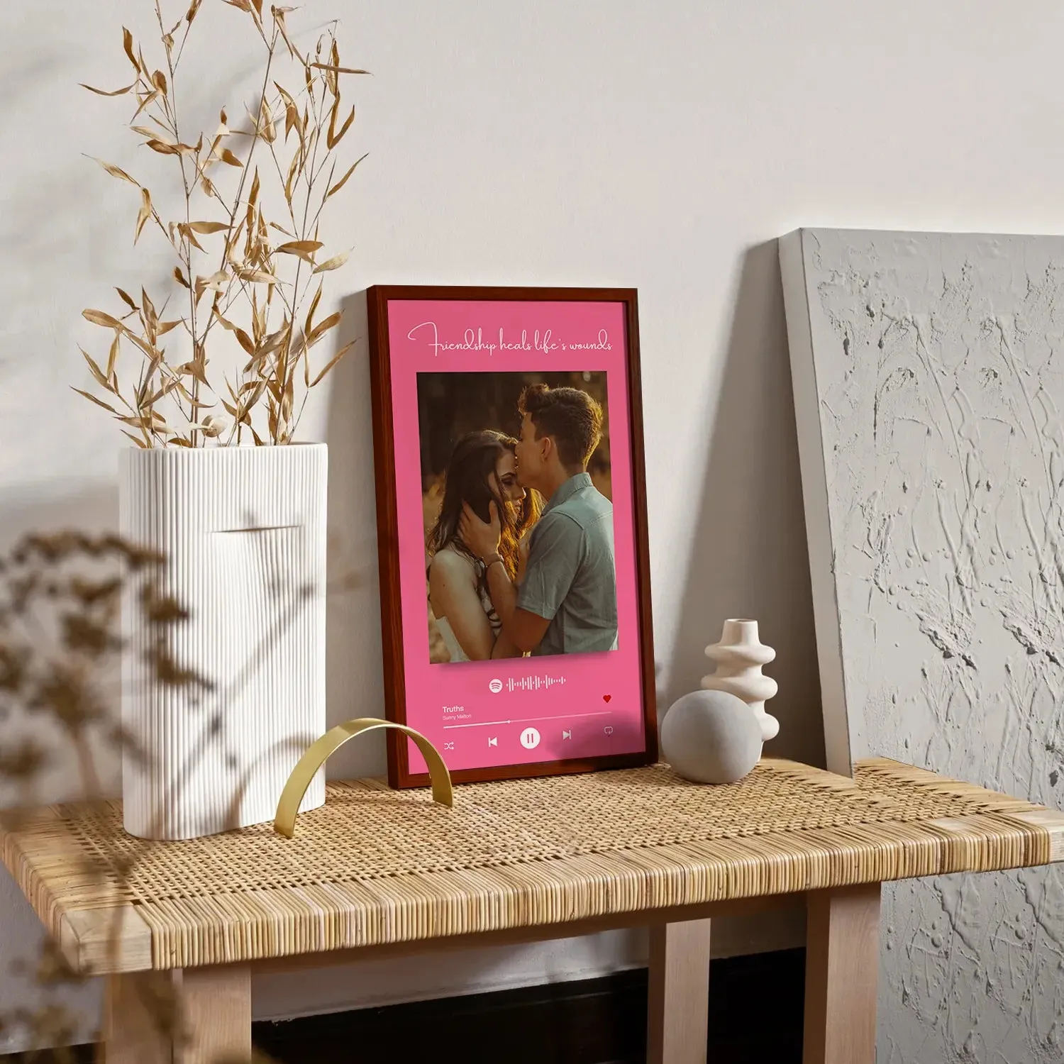 Pink Color Backdrop Spotify Picture Frame