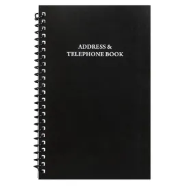 Pocket Address Books with Black Vinyl Covers-3 count