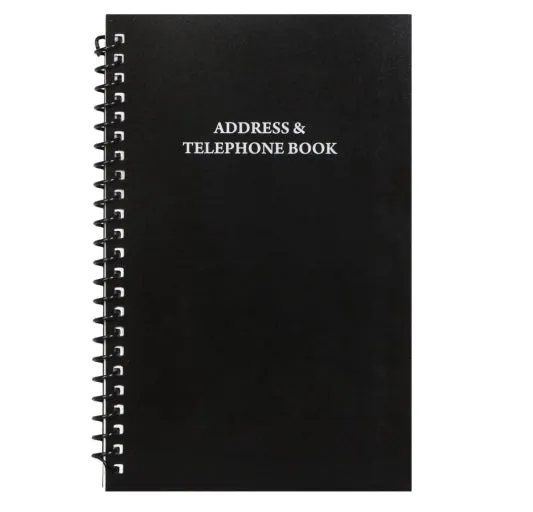 Pocket Address Books with Black Vinyl Covers-3 count