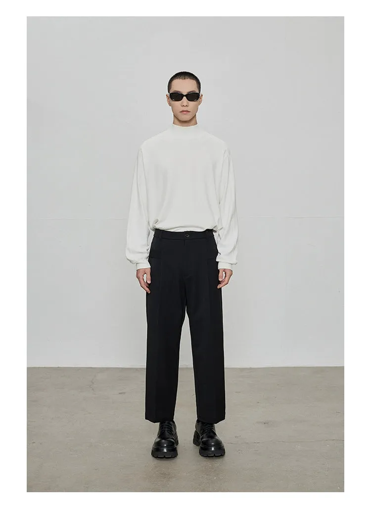 Raglan Basic Half/High Neck Long Sleeve Top