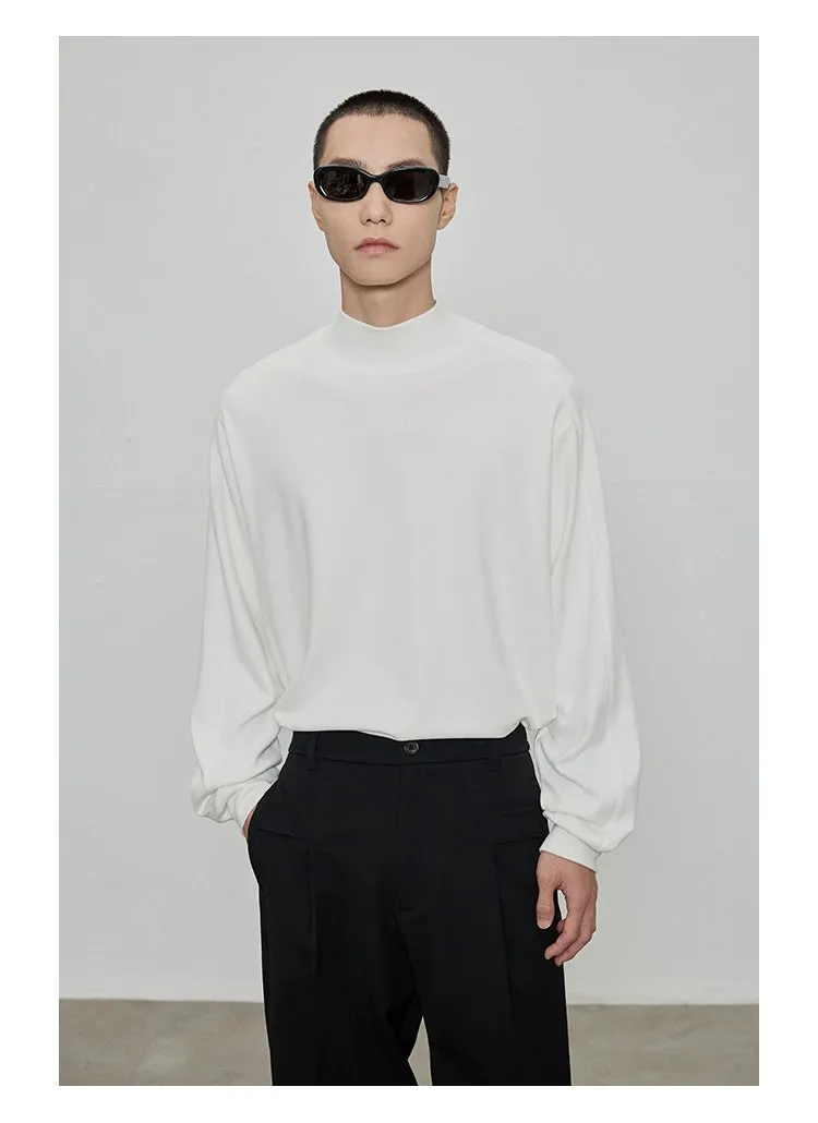Raglan Basic Half/High Neck Long Sleeve Top