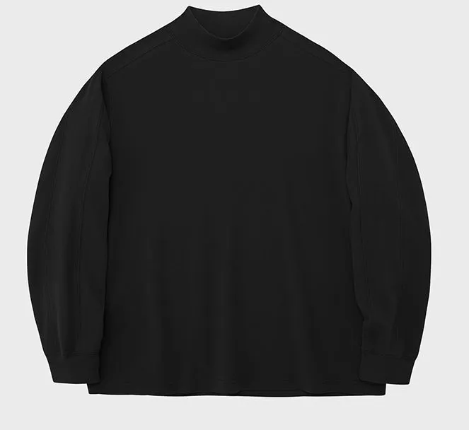 Raglan Basic Half/High Neck Long Sleeve Top