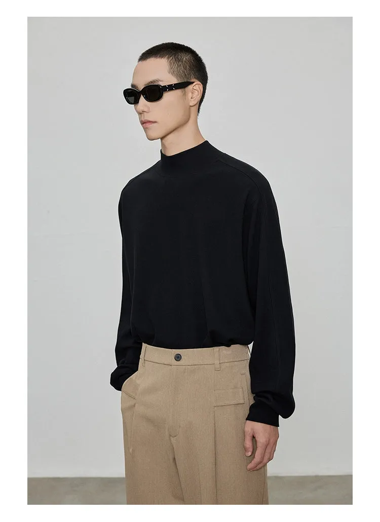 Raglan Basic Half/High Neck Long Sleeve Top