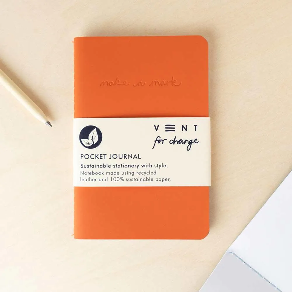 Recycled Leather Pocket Notebook Journal – Burnt Orange