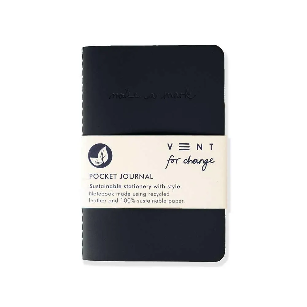 Recycled Leather Pocket Notebook Journal – Charcoal Grey