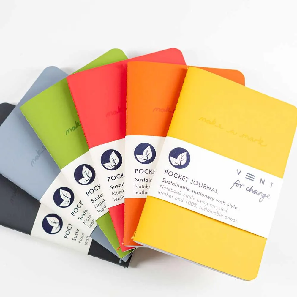 Recycled Leather Pocket Notebook Journal – Charcoal Grey