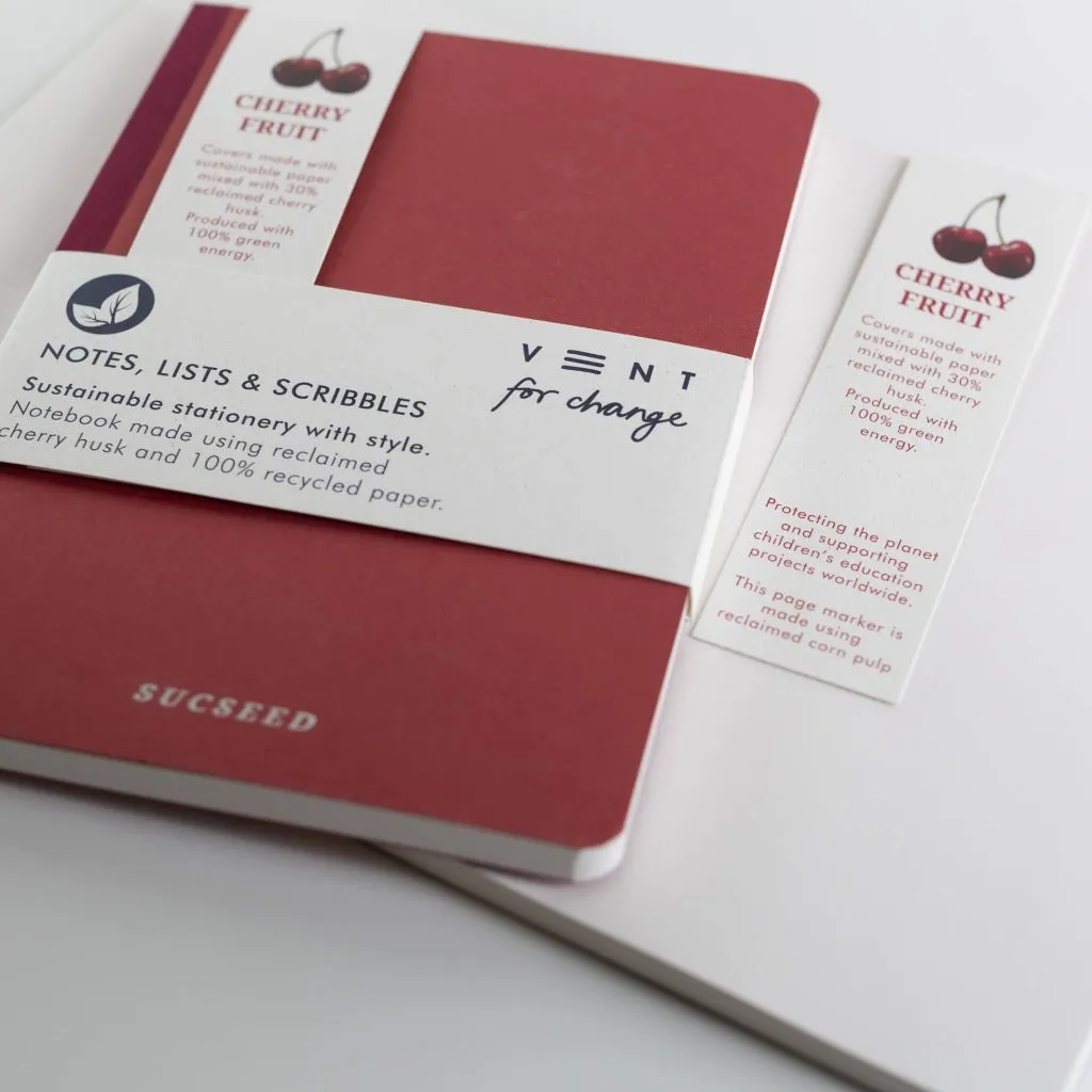 Recycled Paper & Card Sucseed A5 Notebook - Cherry Husk