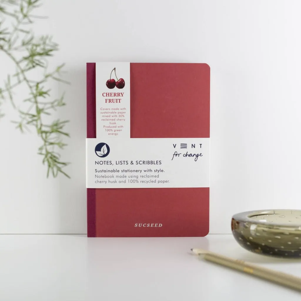 Recycled Paper & Card Sucseed A5 Notebook - Cherry Husk
