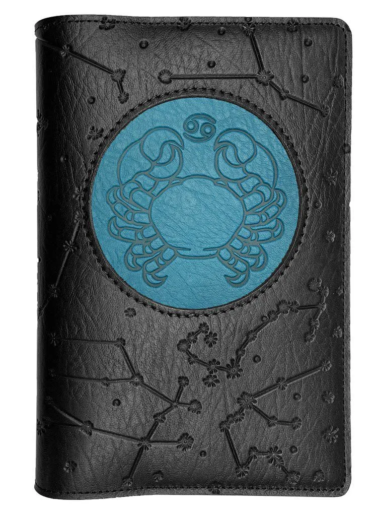 Refillable Leather Journal, Zodiac Icon, Cancer